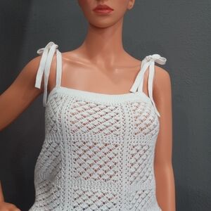 Universal Thread White Knit Sleeveless Top With Tie Straps Size S